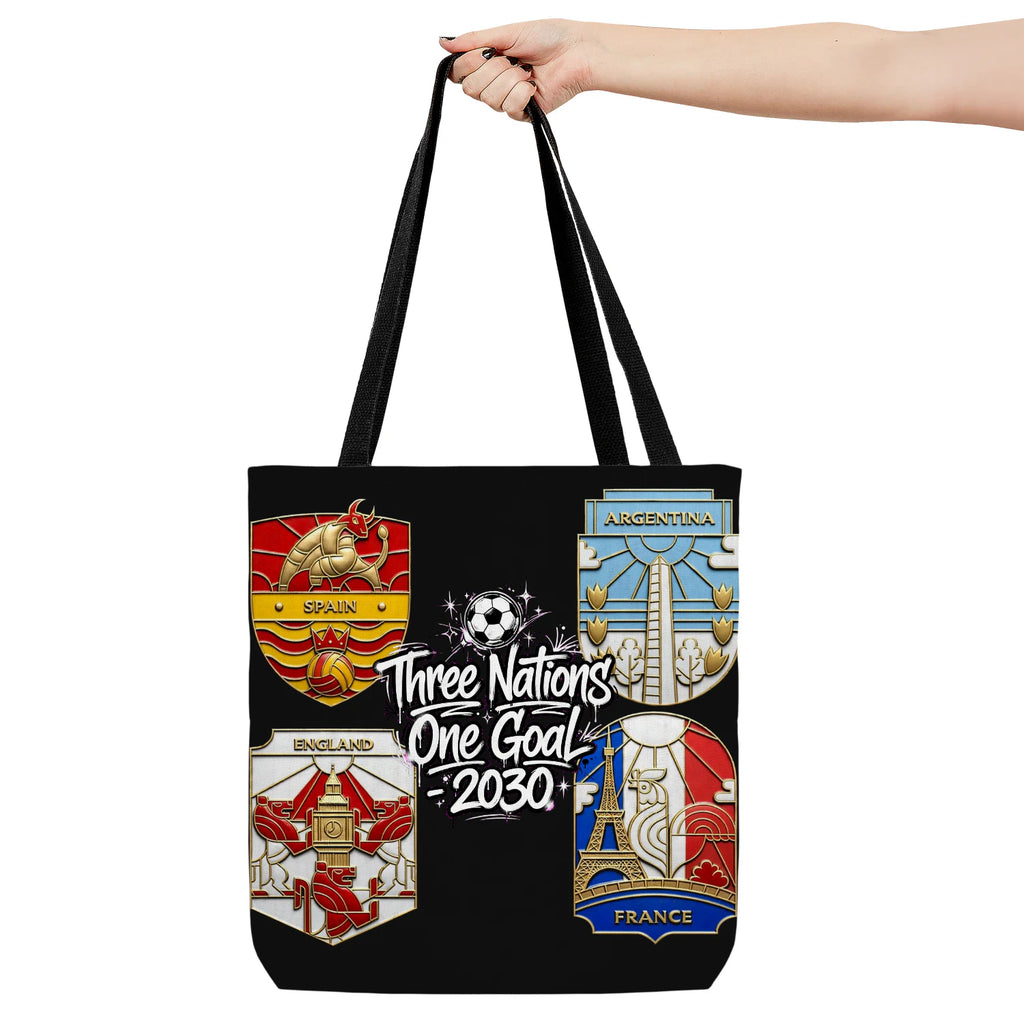 Hand holding bag, viewing the front side.