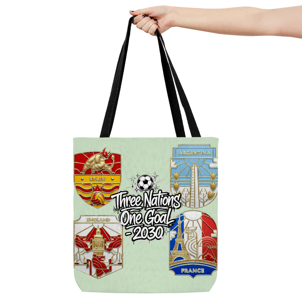 Hand holding bag, viewing the front side.