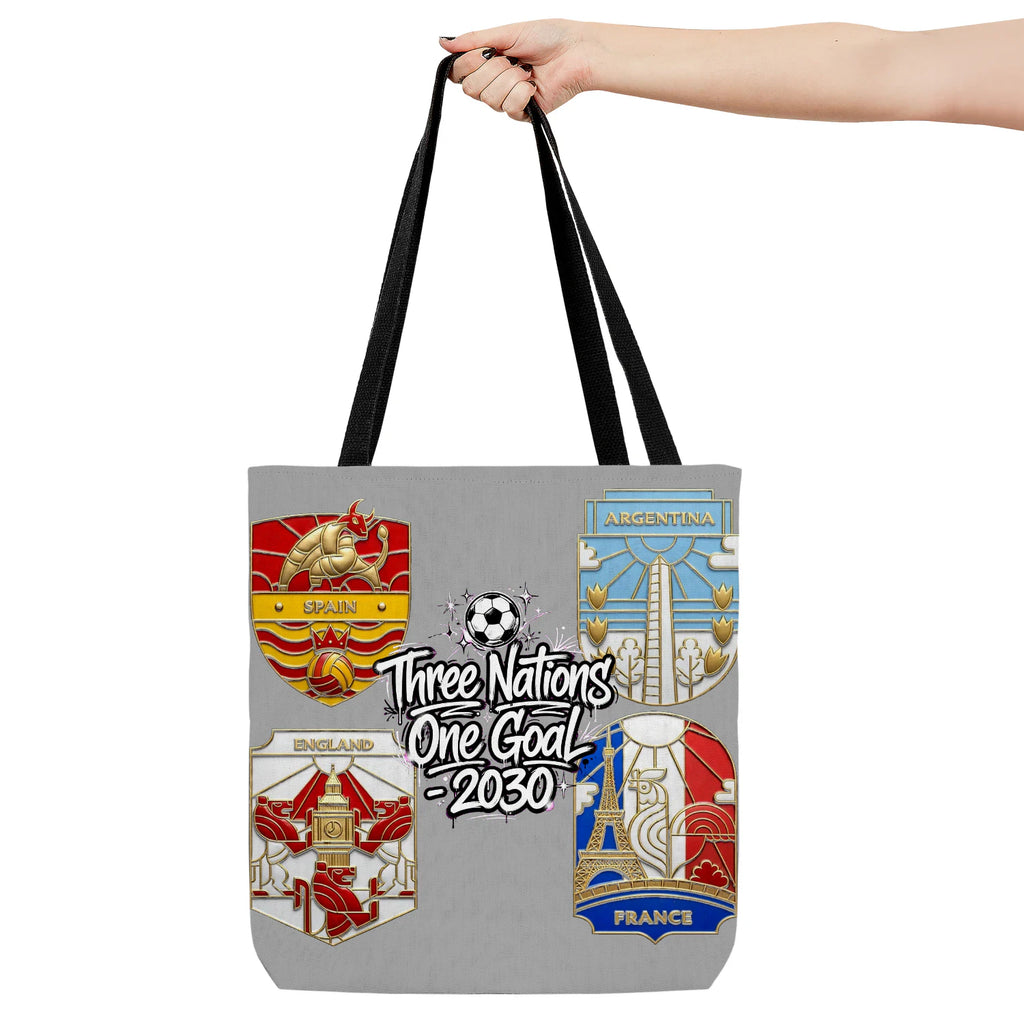 Hand holding bag, viewing the front side.