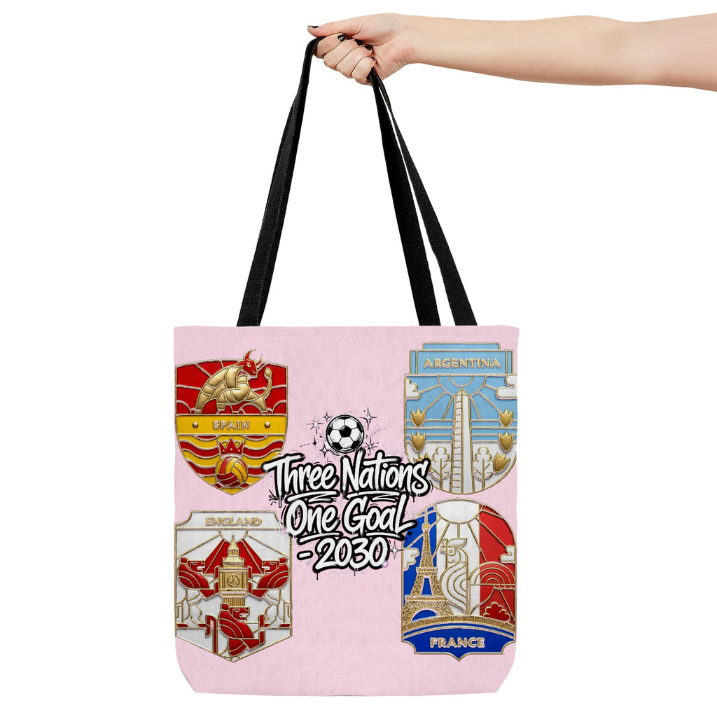 Hand holding bag, viewing the front side.